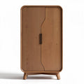 Natural wood cabinet with ribbed doors for storage 90 x 60 x 140cm