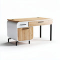 Modern writing desk with wood top and storage cabinet 120 x 60 x 75cm
