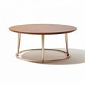Round wooden coffee table with metal legs 100 x 100 x 40cm brown finish