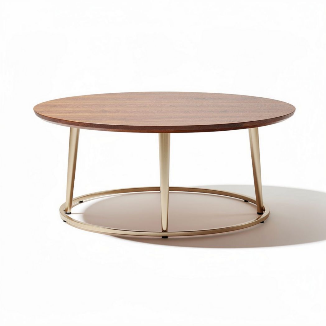 Round wooden coffee table with metal legs 100 x 100 x 40cm brown finish