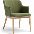 Fabric armchair with wooden legs in green 70 x 70 x 80cm