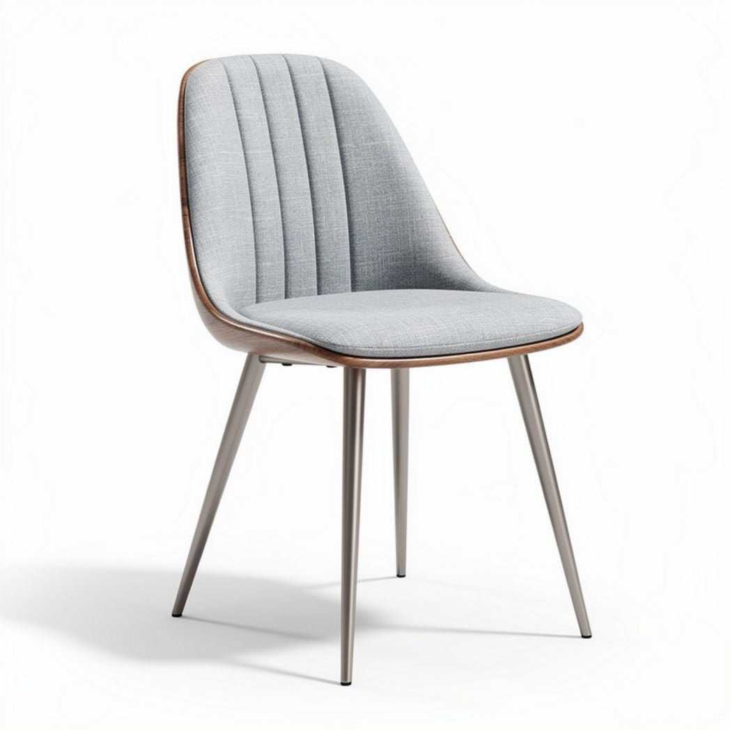 Modern upholstered dining chair with metal legs in gray fabric 45 x 50 x 85cm