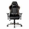 Gaming chair with ergonomic design and adjustable features in black and gold