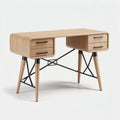 Wooden desk with storage drawers and metal legs 120 x 60 x 75cm