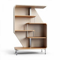 Contemporary bookshelf in beige and wood finish measuring 70 x 40 x 160cm