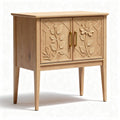 Wooden cupboard with floral carvings and two doors 80 x 40 x 80cm