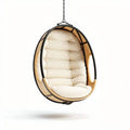 Hanging egg chair with cushioned seating and wooden frame 80 x 70 x 100cm