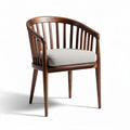 Wooden armchair with upholstered seat cushion in walnut finish 60 x 60 x 75cm
