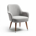 Fabric accent chair with curved back and wooden legs in light gray 75 x 75 x 85cm