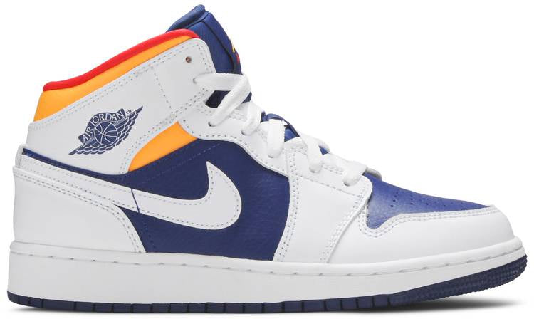 Air Jordan 1 Mid GS  White Deep Royal Blue  554725-131