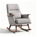 Rocking chair with fabric upholstery and wooden base in beige 80 x 70 x 85cm