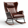 Brown leather rocking chair with metal frame and ergonomic design 85 x 75 x 100cm